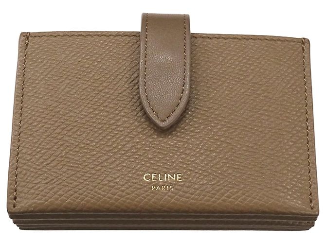 Céline Celine Leather Card Case in Beige and Brown