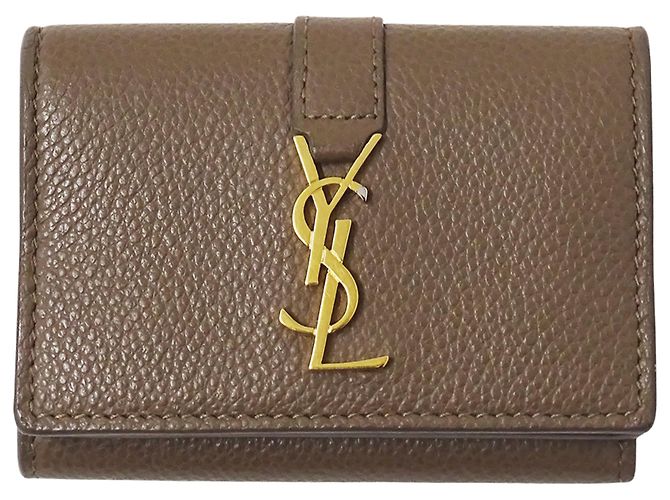 Cartera Tri-Fold para Mujer Saint Laurent Castaño