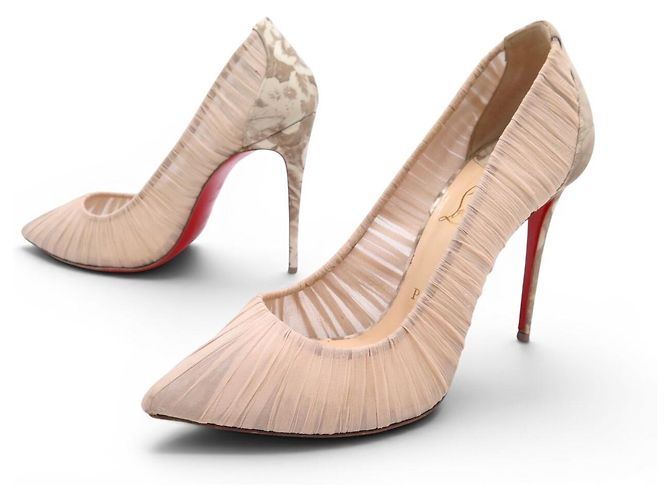 SCHUHE CHRISTIAN LOUBOUTIN CHIFFON PUMPS 39 TULLE DRAPÉE