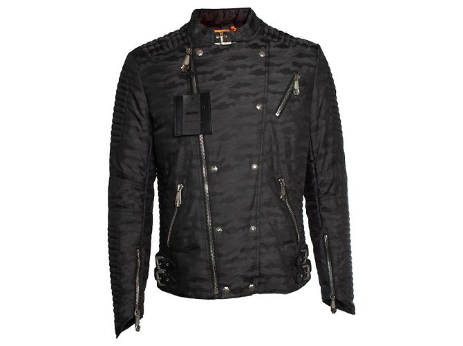 Philipp Plein, gesteppte Bikerjacke Grau
