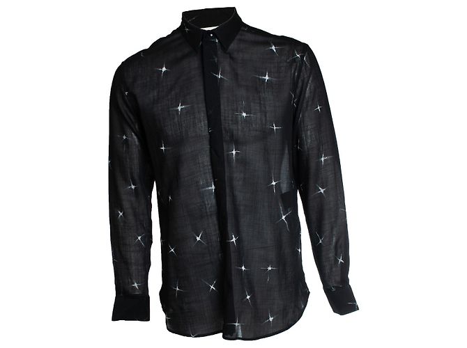 Camicia trasparente con stampa di stelle nere Saint Laurent 2018 Nero
