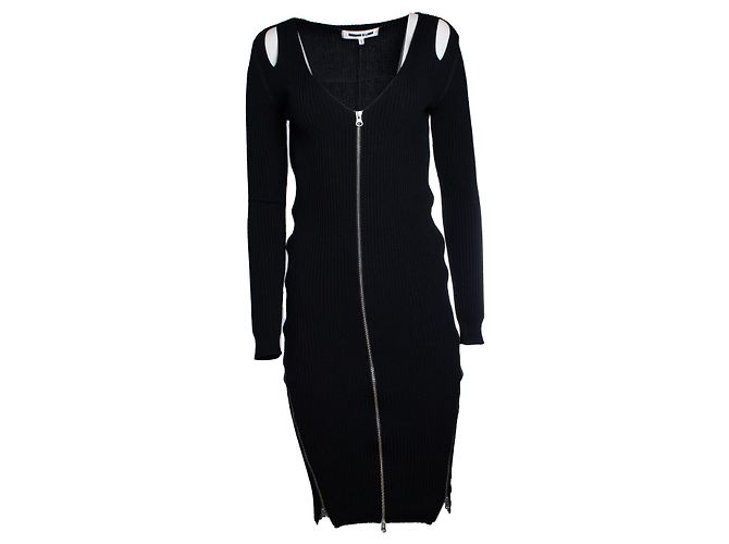 Alexander Mcqueen McQ, schwarzes Strickkleid mit Stretch