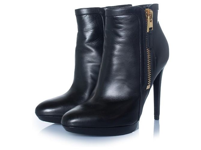 Stivaletti con piattaforma in pelle nera Tom Ford Nero