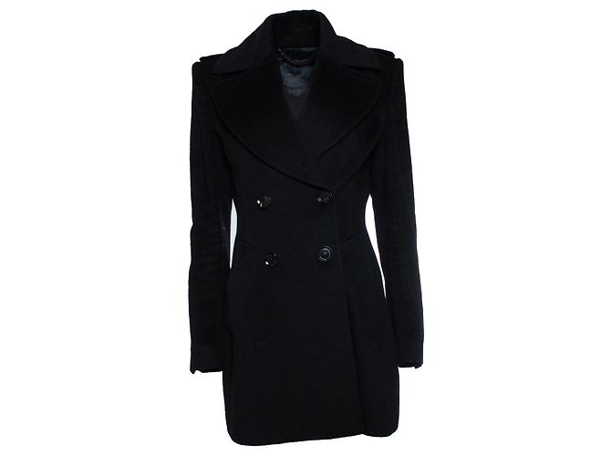 Burberry, schwarzer Wolltrenchcoat
