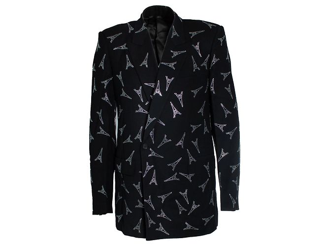 Balenciaga Blazer mit Kristall-Eiffelturm Schwarz