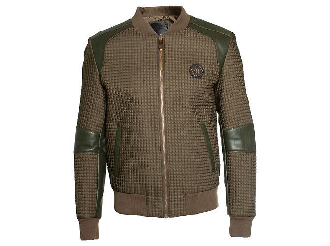 Philipp Plein, Quilted bomber jacket Green Khaki