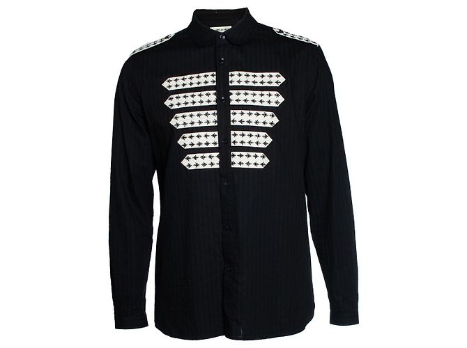 Camisa de oficial a rayas Saint Laurent 2019 Negro