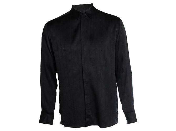 Camicia in seta nera a righe Saint Laurent 2018 Nero