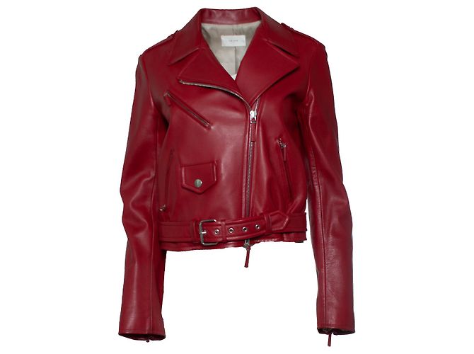 The Row, chaqueta de motociclista de cuero rojo Roja