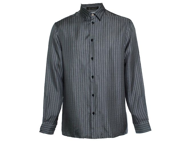 Camicia con stampa greca bianca e nera Versace Multicolore 