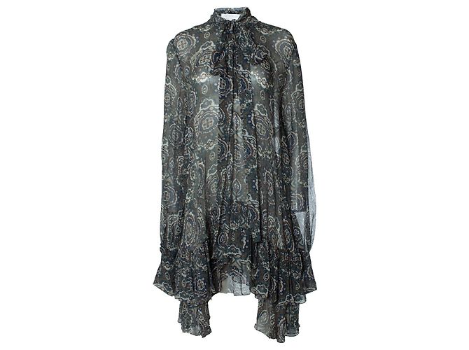 Chloé Chiffon Lavalliere Kleid Chloe Grün Khaki