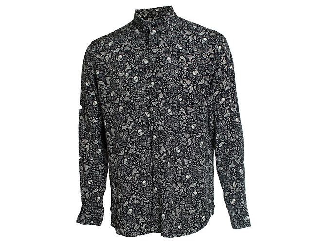 Camicia stampata con teschio nero e paisley Saint Laurent 2018 Multicolore