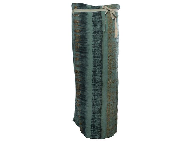 Etro, saia maxi impressa verde e dourada Multicor