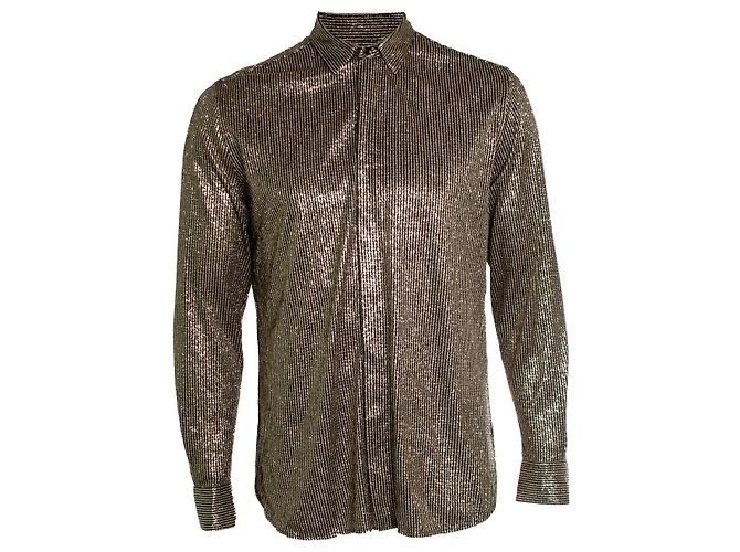 Camisa listrada de lurex preto e dourado Saint Laurent Multicor