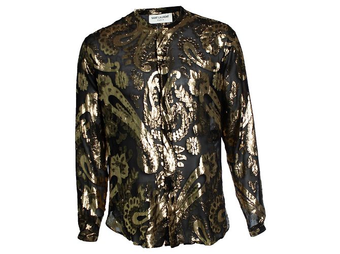 Camisa dorada metálica con paisley de Saint Laurent Multicolor