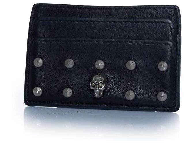 Alexander McQueen, black leather card holder