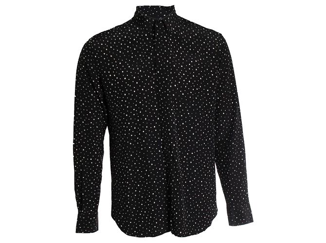 Camicia con schizzi di vernice nera e bianca Saint Laurent 2019 Nero