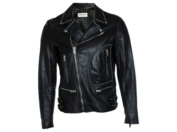 Saint Laurent, 2015 leather fringe jacket Black