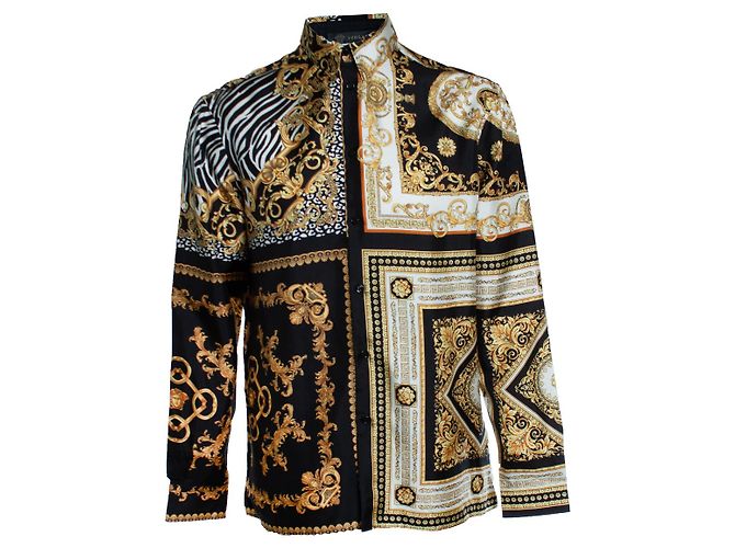 Camicia con stampa barocca Medusa di Versace Multicolore