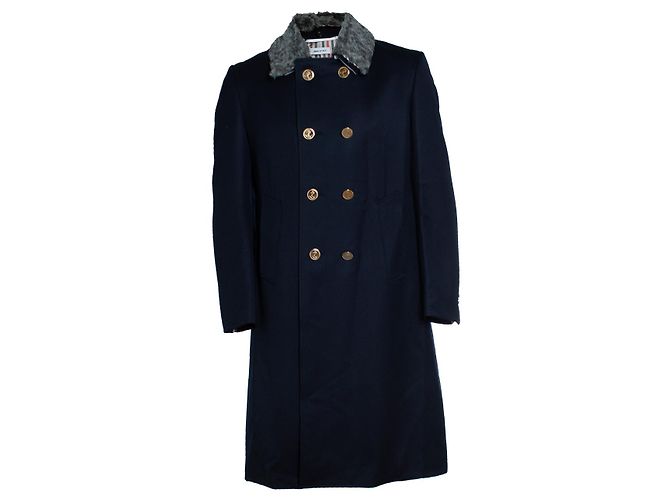 Thom Browne, Fu pin tuck cavalry twill Chesterfield coat
