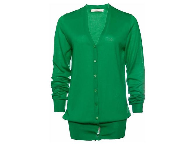 Céline Celine, cardigan aus Apfelgrünem Kaschmir.