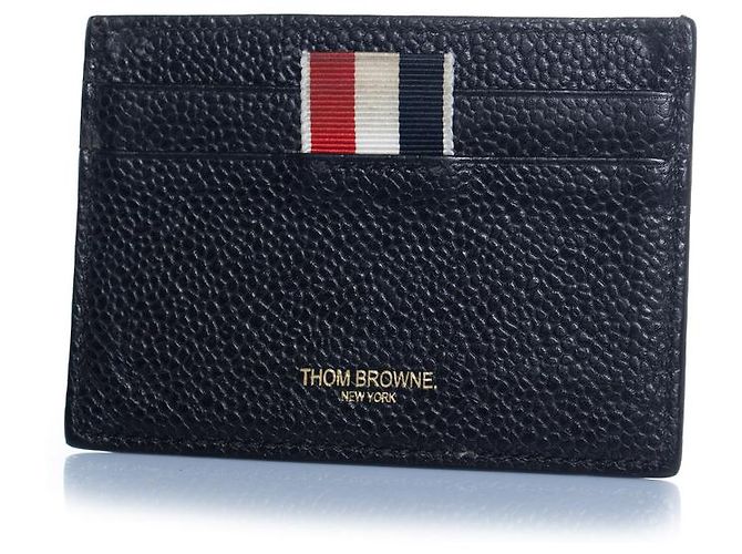 Thom Browne, black leather card holder