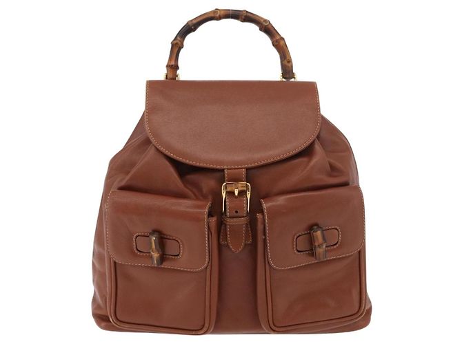 Gucci Vintage Bamboo Leather Marron