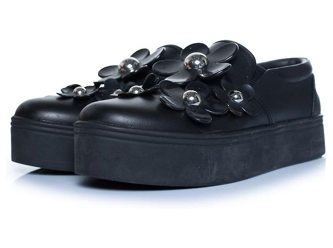 Marc Jacobs, florale Slipper-Sneaker in Schwarz