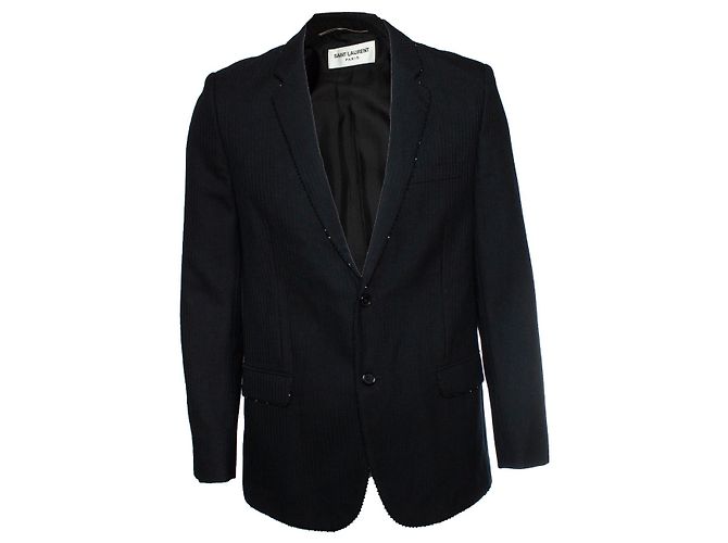 Blazer nero a righe con perline di Saint Laurent