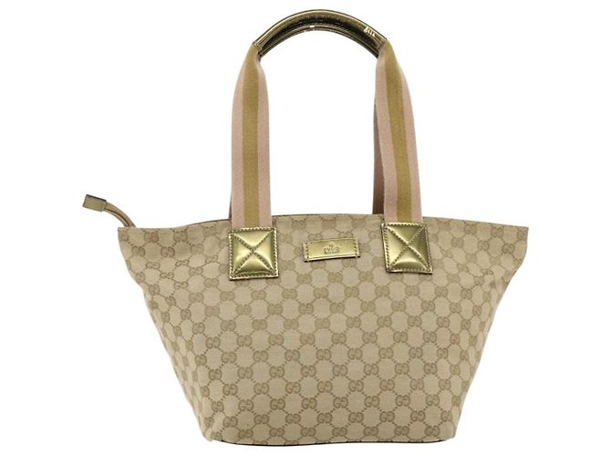 Borsa Tote Gucci Web Zip GG Canvas e pelle Medium Beige
