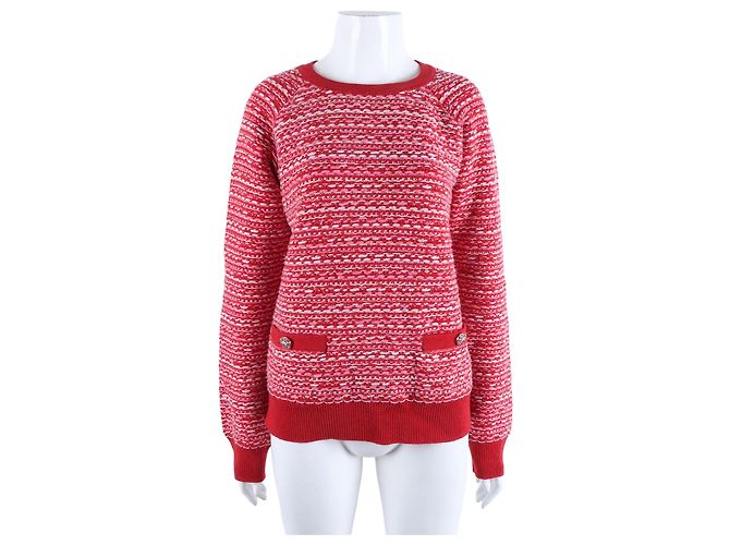 Chanel Langarm-Strick Rot 