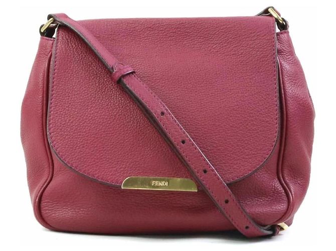 Bolsa de ombro de couro bordeaux Fendi