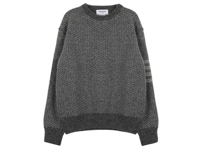 Thom Browne Streifen Tonal Stitch Mohair Tweed Strick Braun