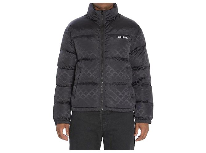 Céline Down Jacket in Nylon Jacquard Black