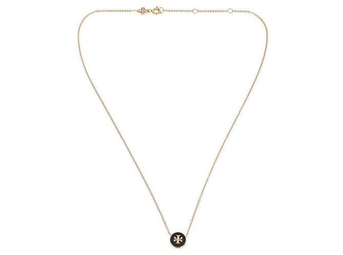 Tory Burch Collar con Péndulo de Esmalte Negro