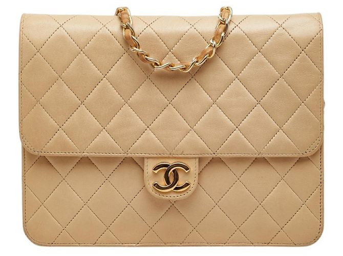 Bolsa de ombro matelassé Chanel Coco Mark Bege