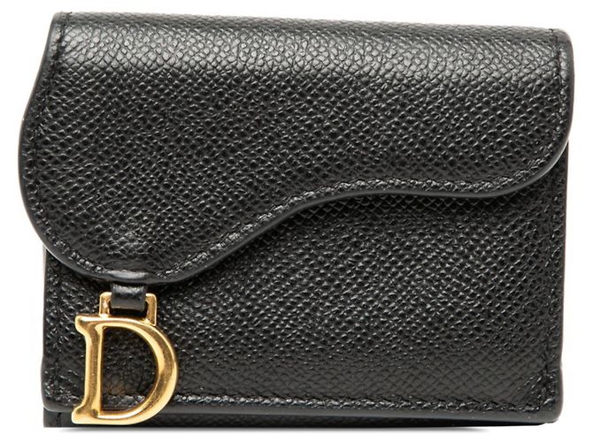 Christian Dior Saddle Tri-fold Wallet Black