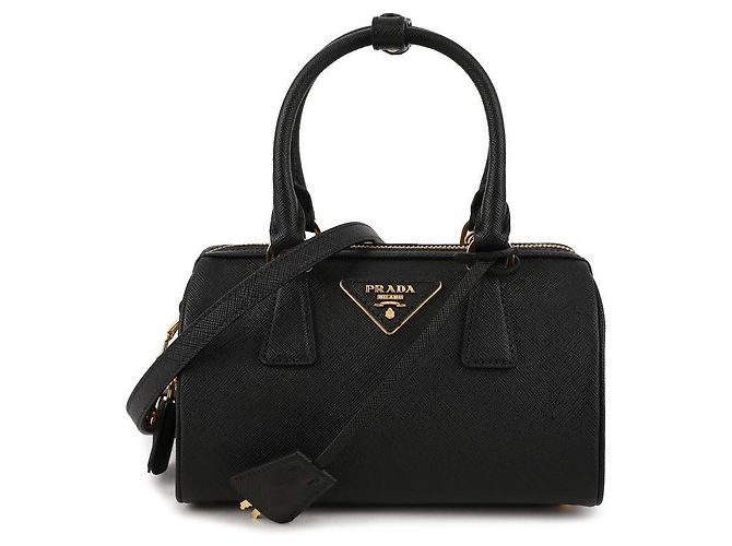 Prada Mini bolsa tote com logo triangular Saffiano Preto