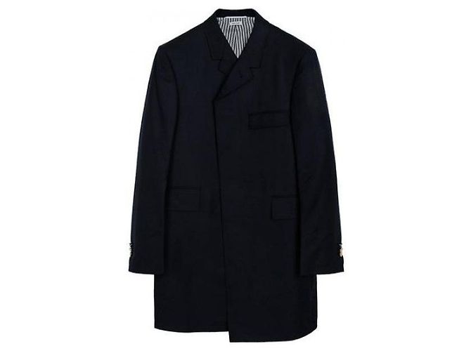 Thom Browne Super Twill Classic Chesterfield Coat Blue