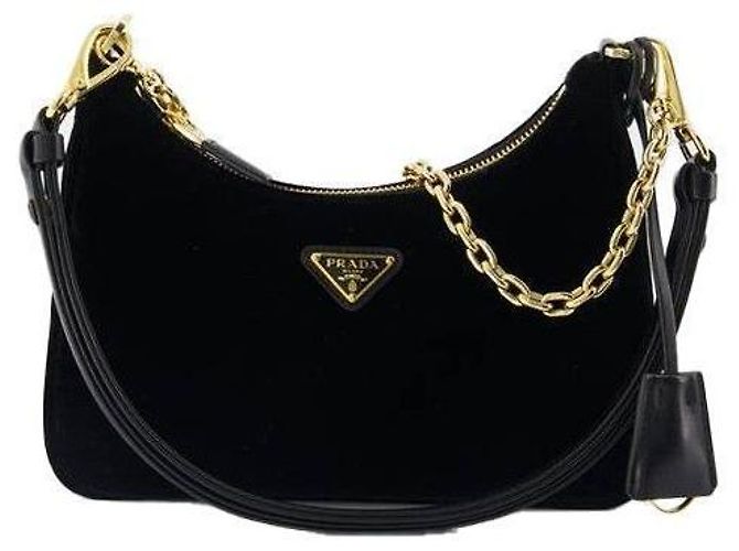 Prada Mini Bolsa de Veludo Reeditada Preto