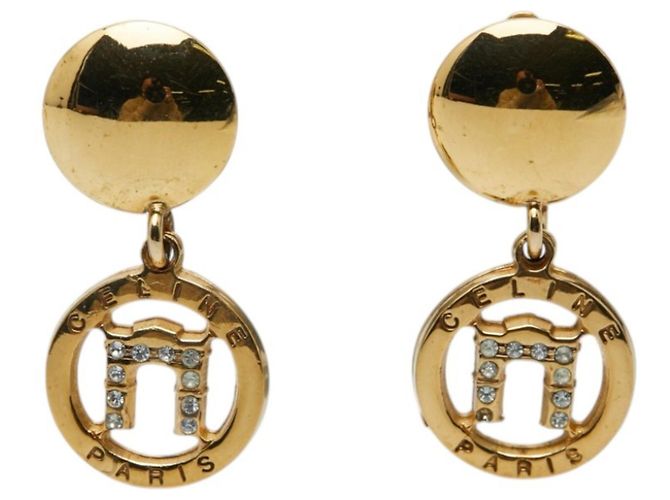 Céline Orecchini a clip con logo placcati in oro Celine D'oro