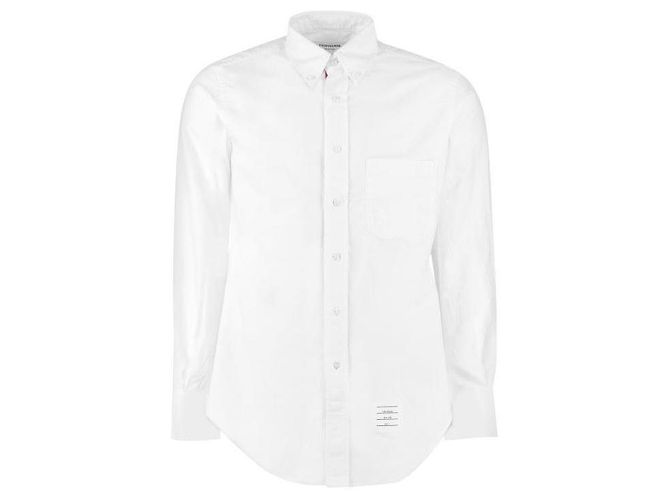 Thom Browne Camisa Oxford Clássica com Acabamento RWB Oculto Branco
