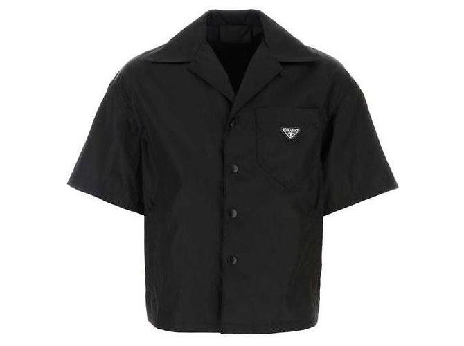 Prada Camicia a maniche corte in Re-Nylon Nero 