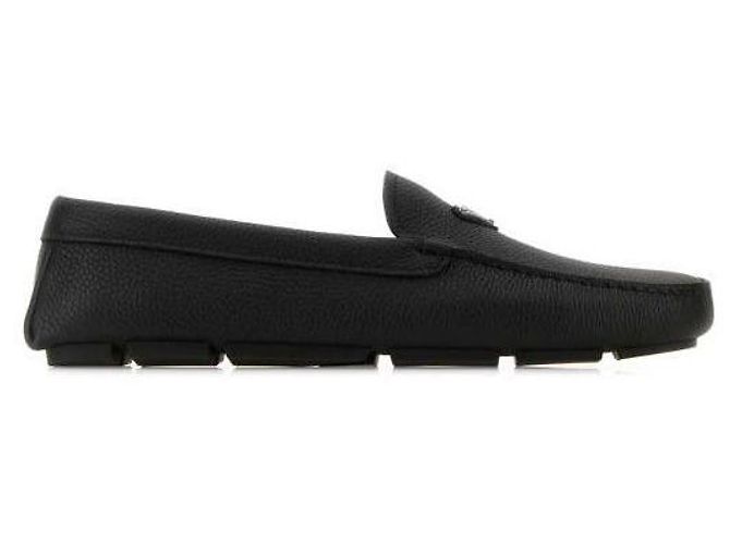 Prada Leather Saffiano Driving Shoes Black