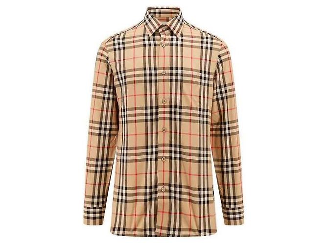 Burberry camisa de algodão xadrez Laranja