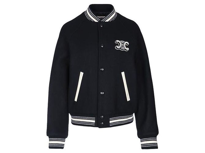 Céline Teddy Jacket in Wool Felt Blue