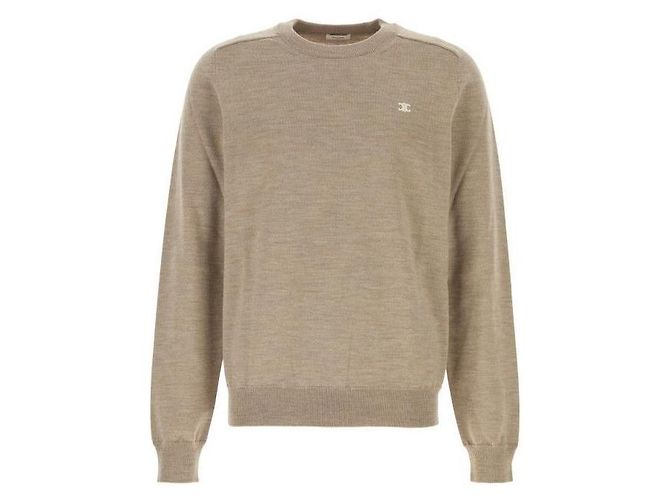 Céline Pullover mit Rundhalsausschnitt aus Wolle Braun 
