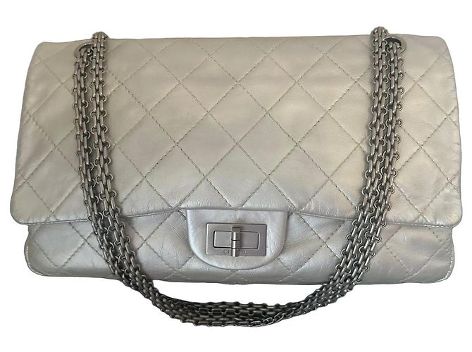Chanel 2.55 Medium Doppelklappe Silber