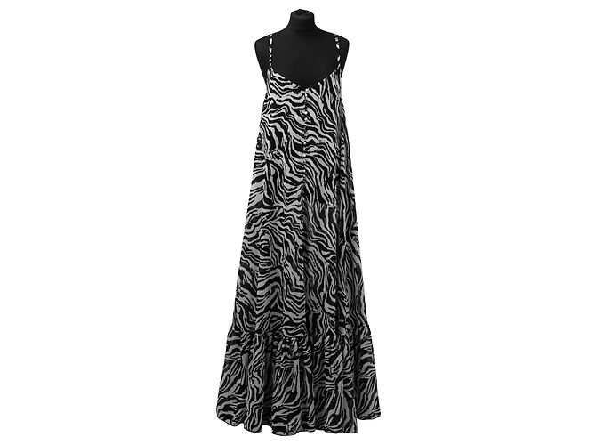 Rotate Birger Christensen x Reina Olga Maxikleid Zebra Print Schwarz Weiß