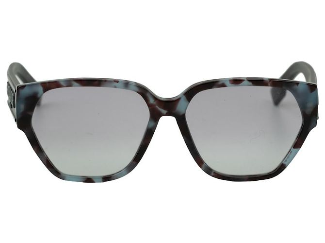 Occhiali da sole Christian Dior DiorID1 Oversized Tartaruga Blu e Grigia Nero